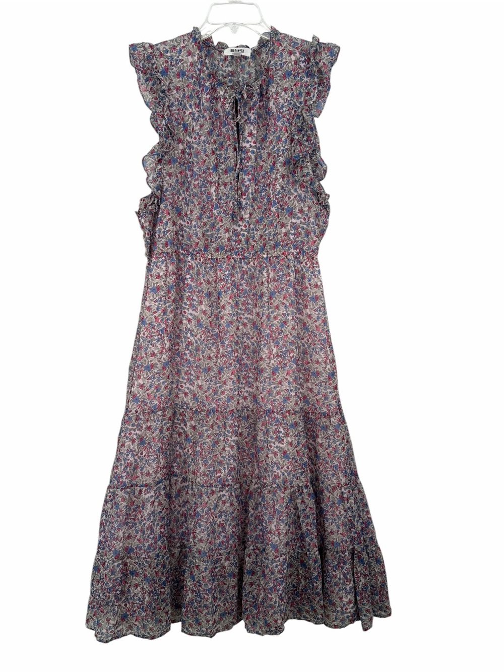 BB Dakota by Steve Madden Blue Floral Ruffle Maxi Dress